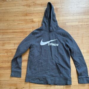 Nike M Medium Pullover Gray Hoodie Swoosh Strength Front Pocket